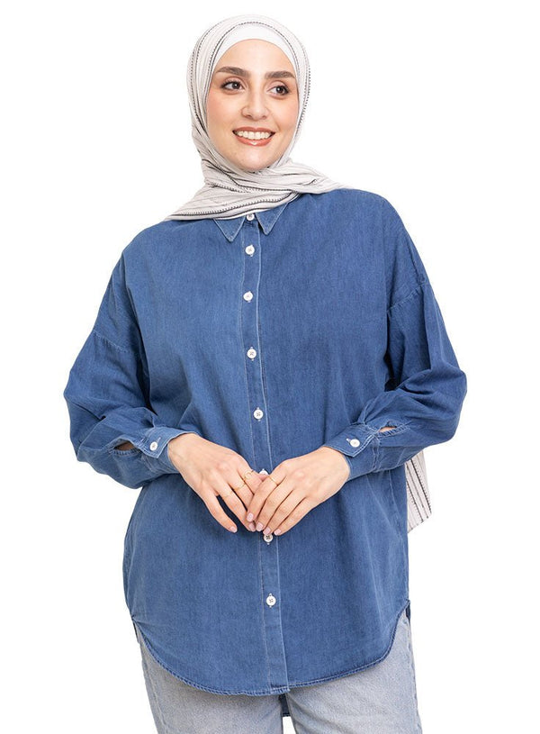 Ice Over Size Denim Shirt - Khotwh
